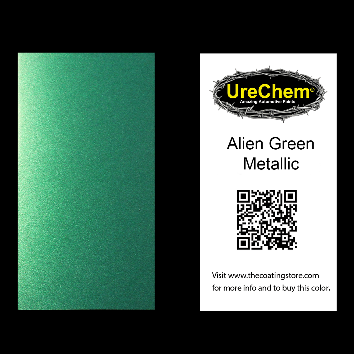 Alien Green Metallic Color Chip Sample Swatch