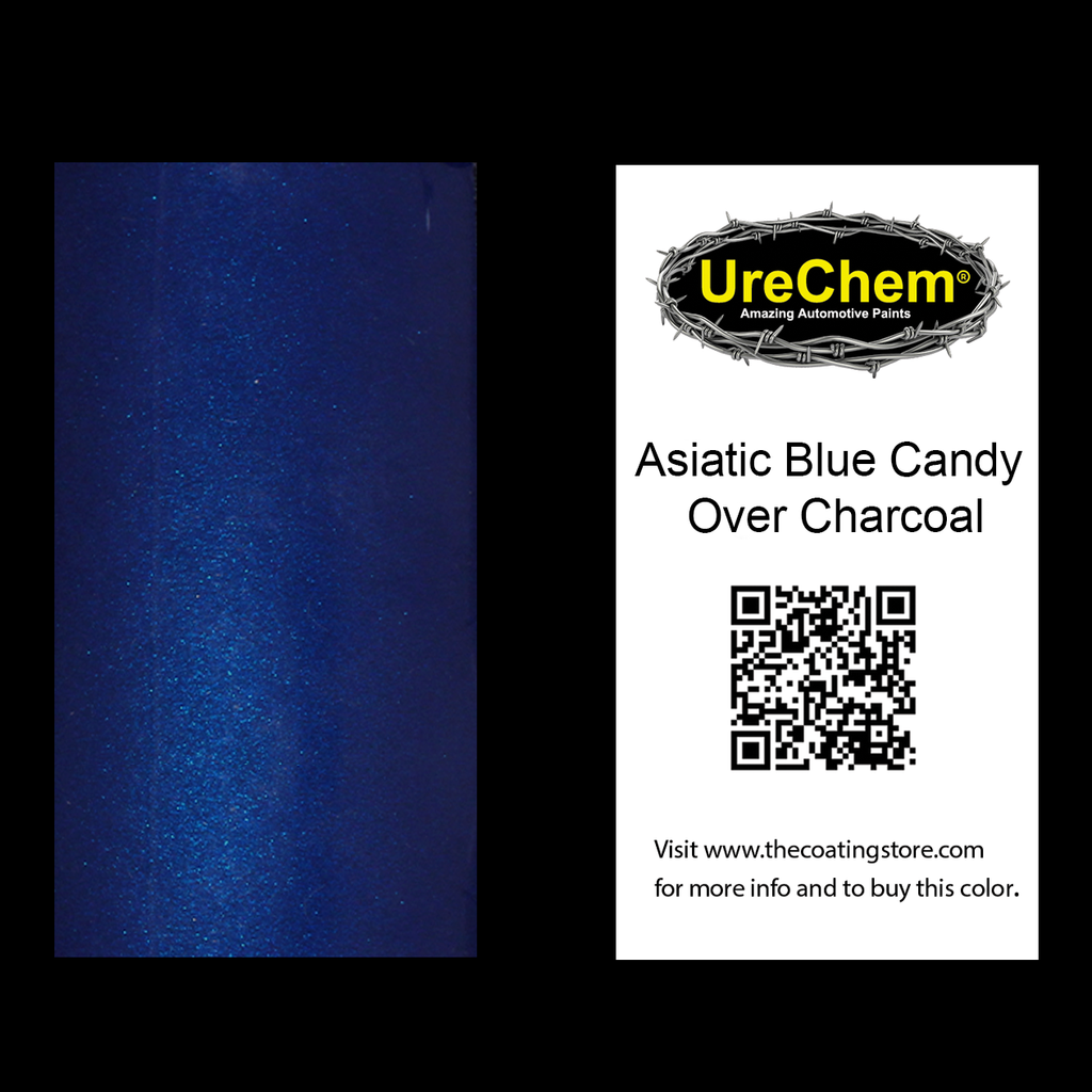 Asiatic Blue 2K Urethane Candy over Charcoal Grey Metallic Color Chip Sample Swatch