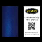 Asiatic Blue 2K Urethane Candy over Charcoal Grey Metallic Color Chip Sample Swatch