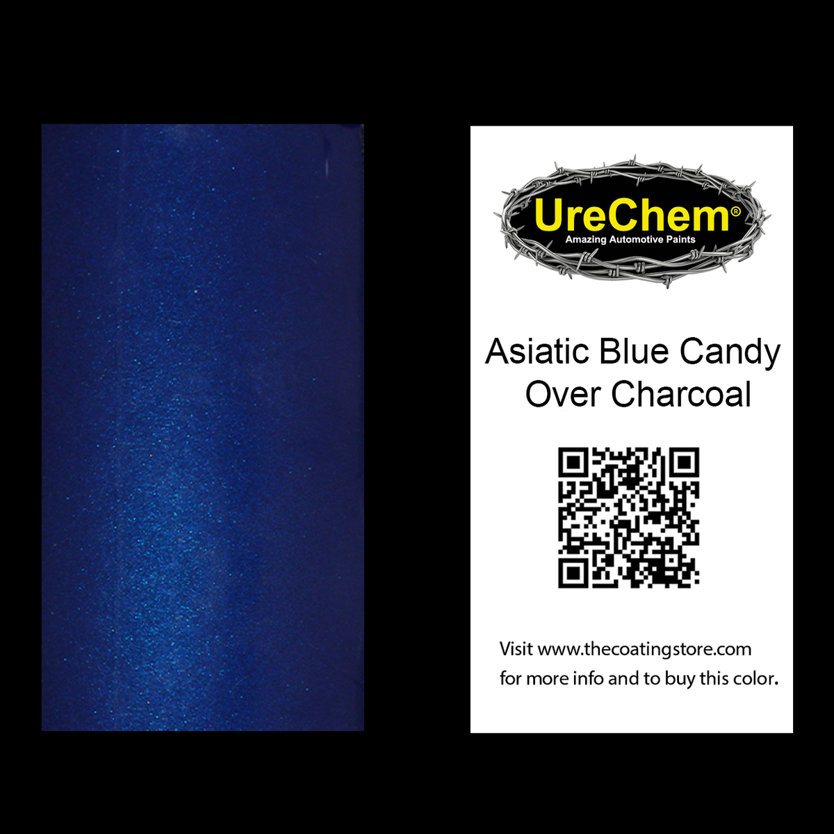 Asiatic Blue 2K Urethane Candy over Charcoal Grey Metallic Color Chip Sample Swatch