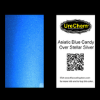 Asiatic Blue 2K Urethane Candy over Stellar Silver Color Chip Sample Swatch