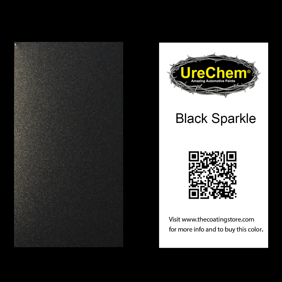Black Sparkle Metallic Color Chip Sample Swatch
