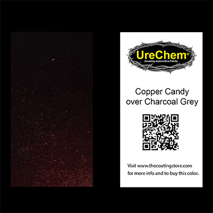 Copper 2K Urethane Candy over Charcoal Grey Metallic Chip Sample Swatch