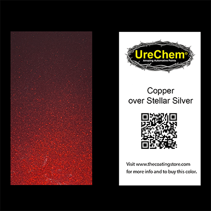 Copper 2K Urethane Candy over Stellar Silver Chip Sample Swatch Paint Chip Sample