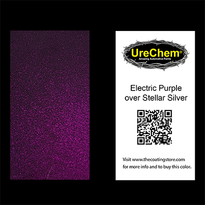 Electric Purple 2K Urethane Candy over Stellar Silver Metallic Chip Sample Swatch