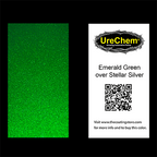 Emerald Green 2K Urethane Candy over Stellar Silver Chip Sample Swatch Paint Chip Sample