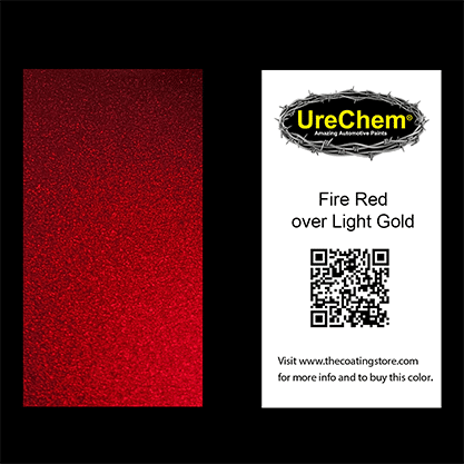 Fire Red 2K Urethane Candy over Light Gold Metallic Chip Sample Swatch