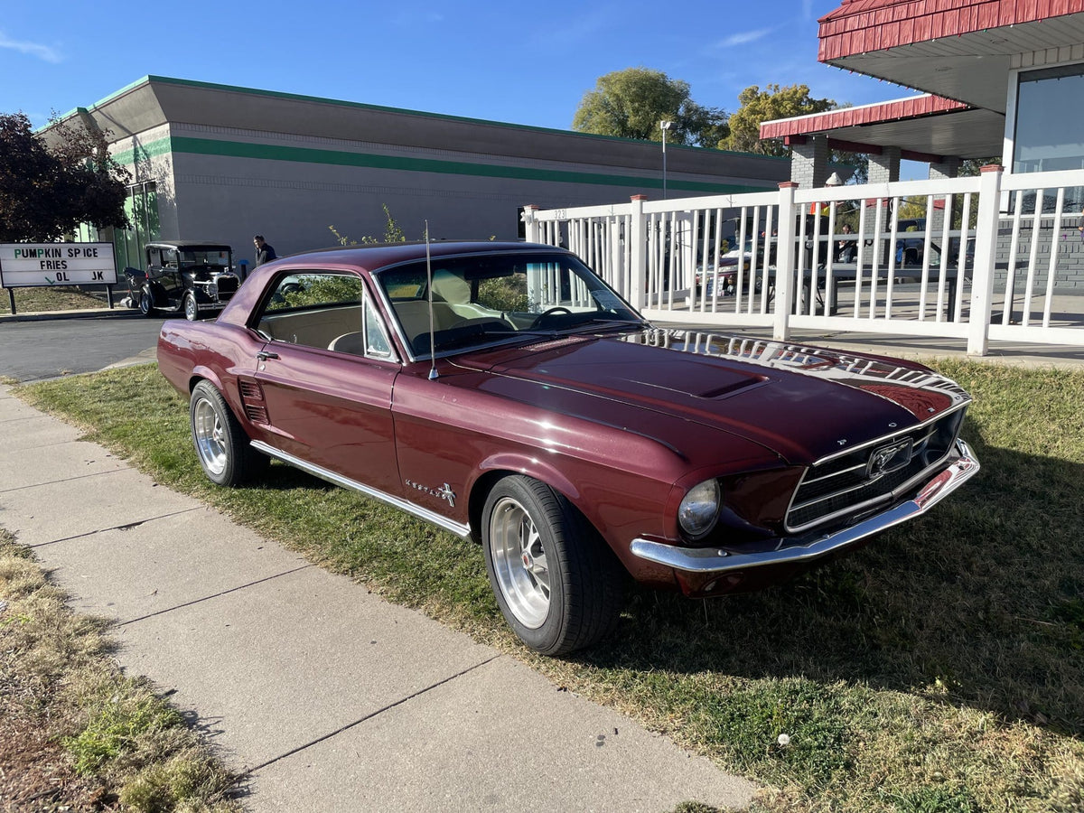 Original Factory Vintage Burgundy Poly Paint Code X from 1967 Ford Mustang