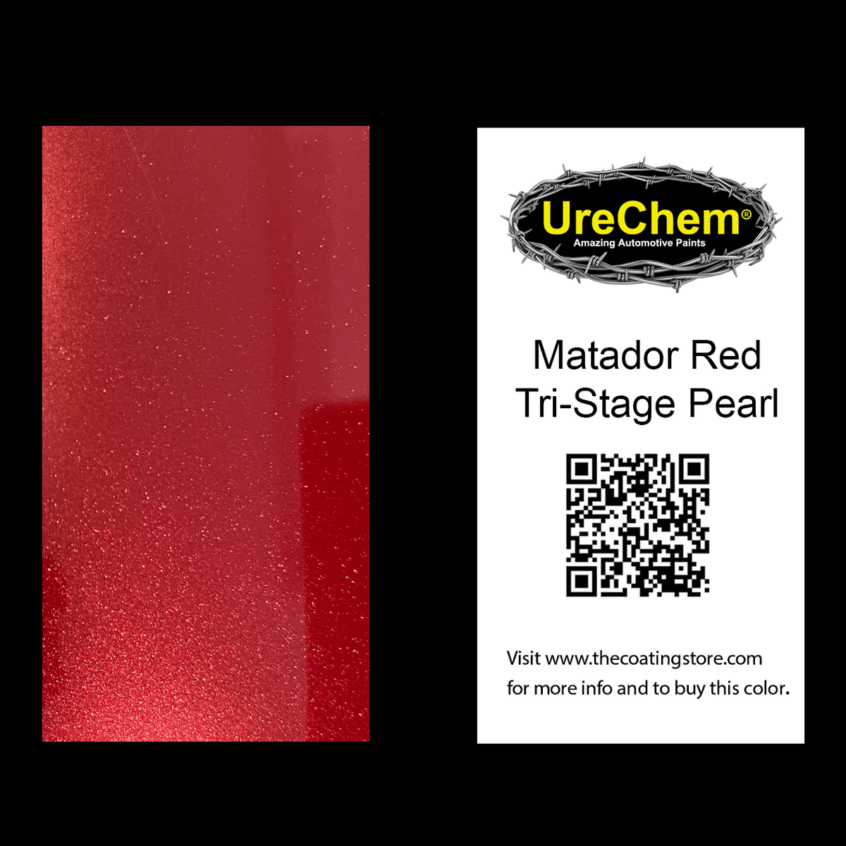 Matador Red Tri-Stage Pearl Paint Chip Sample