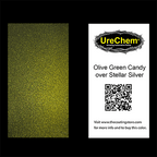 Olive Green 2K Urethane Candy over Stellar Silver Chip Sample Swatch Paint Chip Sample