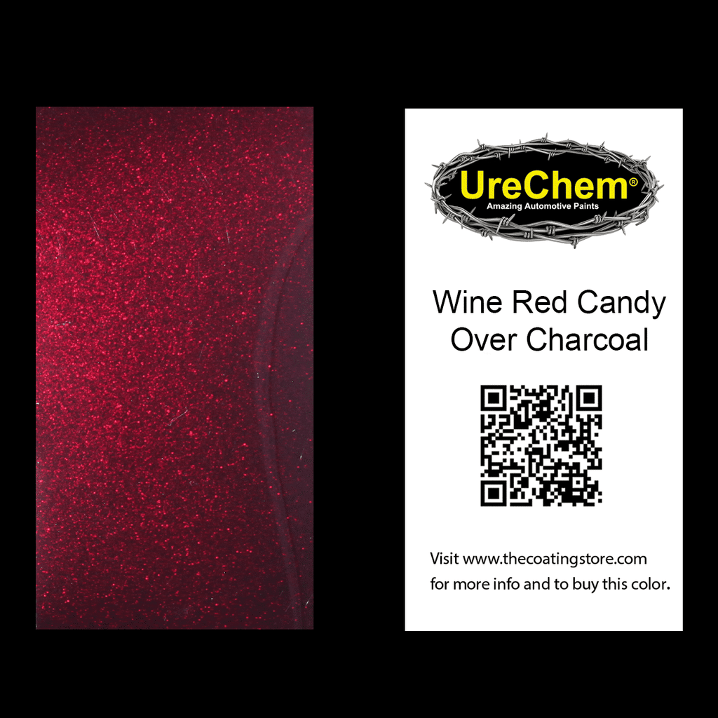 Wine Red 2K Urethane Candy over Charcoal Grey Metallic Paint Chip Sample