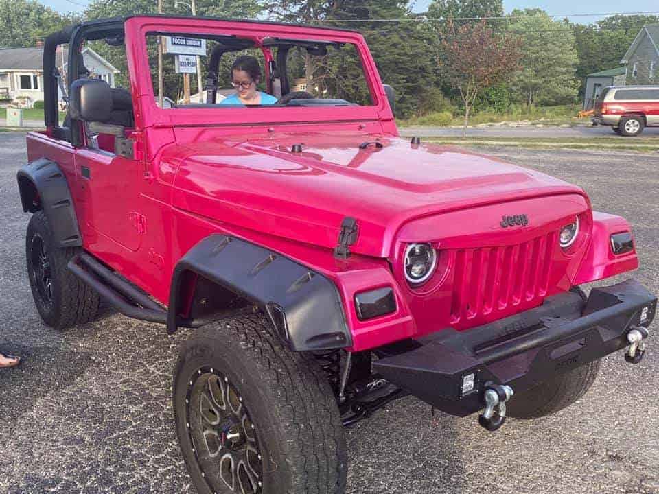 Hot Pink Pearl Car Paint on a Jeep