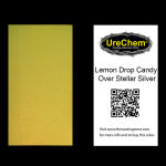Lemon Drop 2K Urethane Candy over Stellar Silver Color Chip Sample Swatch