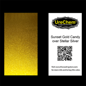 Sunset Gold 2K Urethane Candy over Stellar Silver Chip Sample Swatch Paint Chip Sample